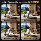Treadmills for Home with 14% Incline & Led Screen, 3.0HP Quiet Foldable Treadmill with Handle Bar Up to 360lbs Capacity