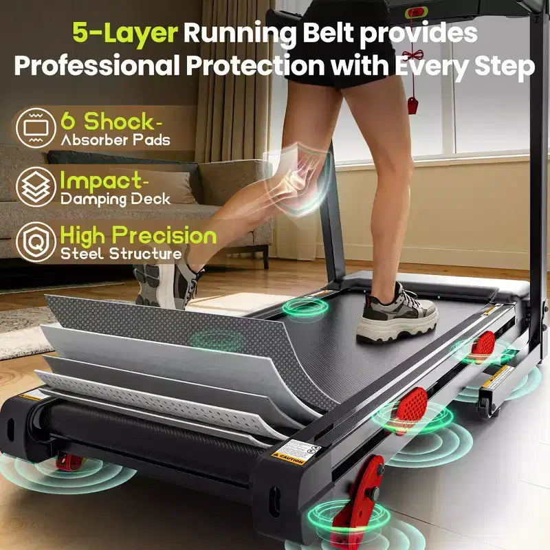 Tapis roulant pieghevole con inclinazione del 10% per la casa, motore brushless silenzioso, capacità di 150 kg, controllo tramite app