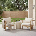 Christopher Knight Home Huda Acacia Wood Outdoor Club Chair with Cushion and Slatted Design