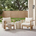 Christopher Knight Home Huda Acacia Wood Outdoor Club Chair with Cushion and Slatted Design