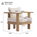 Christopher Knight Home Huda Acacia Wood Outdoor Club Chair with Cushion and Slatted Design