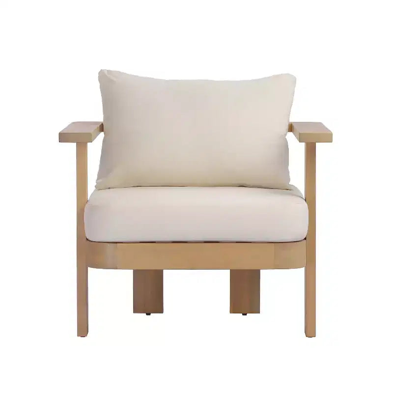 Christopher Knight Home Huda Acacia Wood Outdoor Club Chair with Cushion and Slatted Design