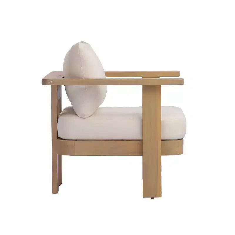Christopher Knight Home Huda Acacia Wood Outdoor Club Chair with Cushion and Slatted Design