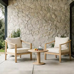 Christopher Knight Home Kofi Modern Outdoor Acacia Wood Club Chair with Cushion and Sloped Armrests
