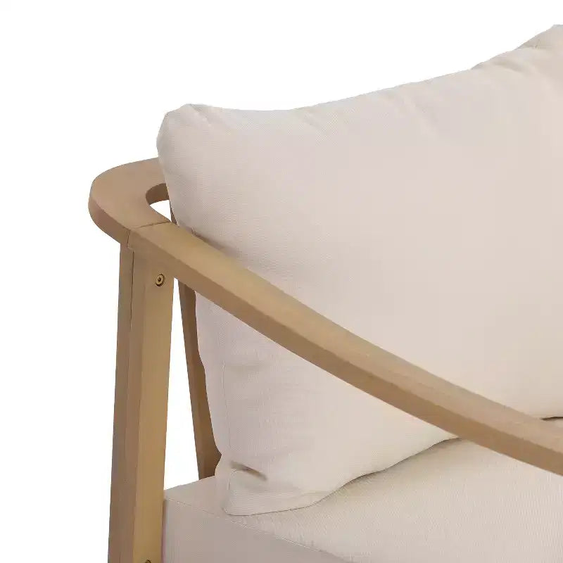 Christopher Knight Home Kofi Modern Outdoor Acacia Wood Club Chair with Cushion and Sloped Armrests