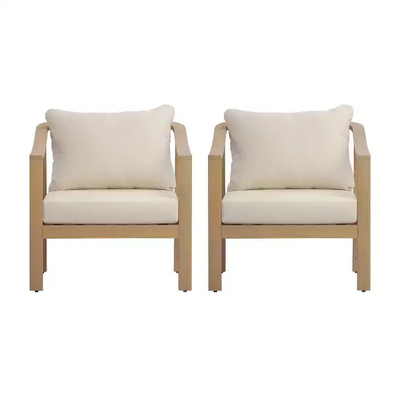 Christopher Knight Home Kofi Modern Outdoor Acacia Wood Club Chair with Cushion and Sloped Armrests