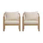 Christopher Knight Home Kofi Modern Outdoor Acacia Wood Club Chair with Cushion and Sloped Armrests