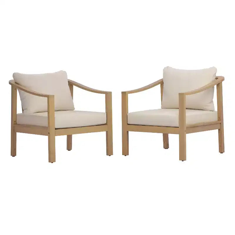Christopher Knight Home Kofi Modern Outdoor Acacia Wood Club Chair with Cushion and Sloped Armrests