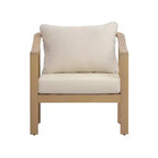 Christopher Knight Home Kofi Modern Outdoor Acacia Wood Club Chair with Cushion and Sloped Armrests