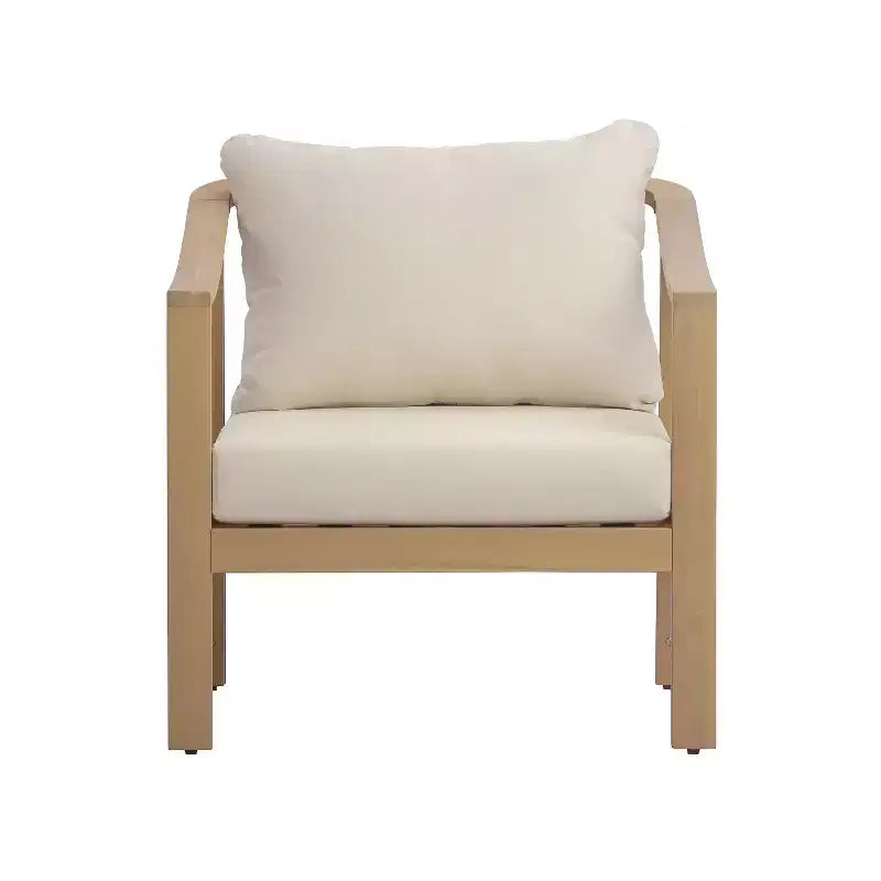 Christopher Knight Home Kofi Modern Outdoor Acacia Wood Club Chair with Cushion and Sloped Armrests