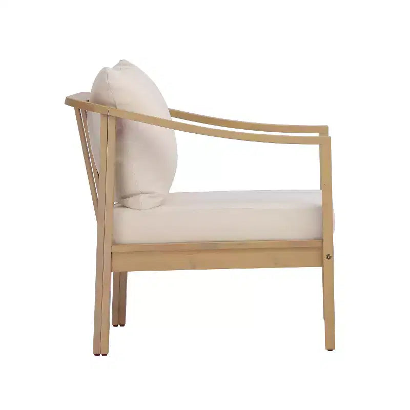 Christopher Knight Home Kofi Modern Outdoor Acacia Wood Club Chair with Cushion and Sloped Armrests