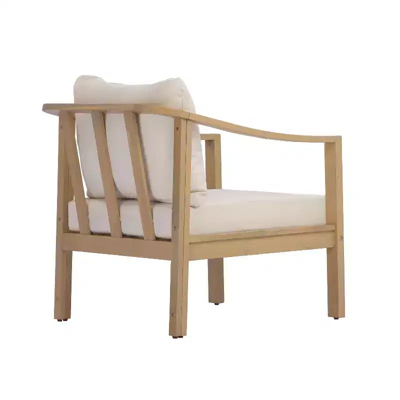 Christopher Knight Home Kofi Modern Outdoor Acacia Wood Club Chair with Cushion and Sloped Armrests