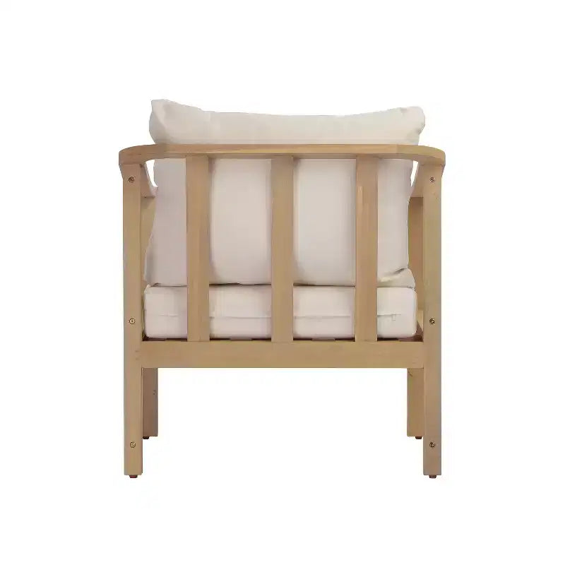 Christopher Knight Home Kofi Modern Outdoor Acacia Wood Club Chair with Cushion and Sloped Armrests