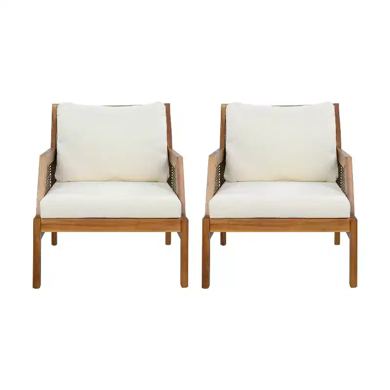 Christopher Knight Home Yaa Sedia da Club da Patio in Legno di Acacia Stile Rustico con Cuscino e Design in Vimini