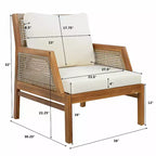 Christopher Knight Home Yaa Sedia da Club da Patio in Legno di Acacia Stile Rustico con Cuscino e Design in Vimini