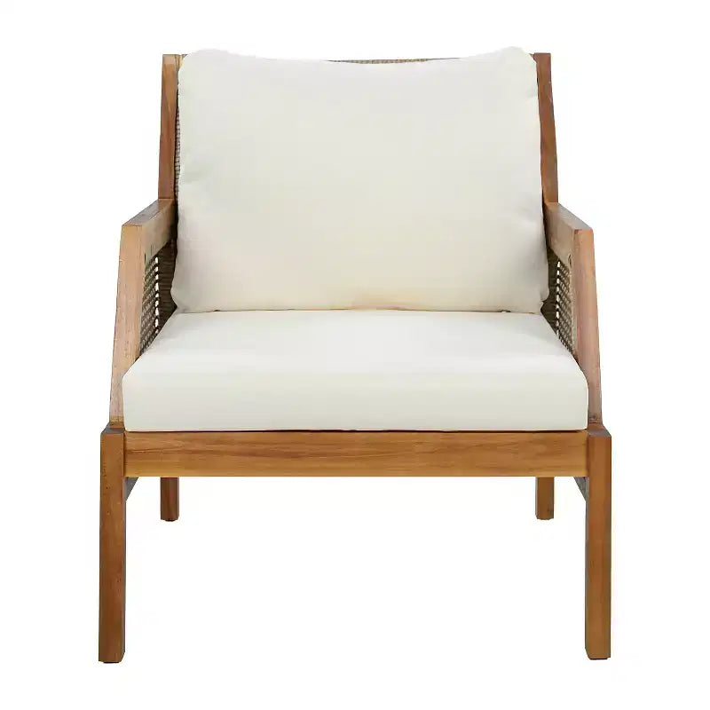 Christopher Knight Home Yaa Sedia da Club da Patio in Legno di Acacia Stile Rustico con Cuscino e Design in Vimini