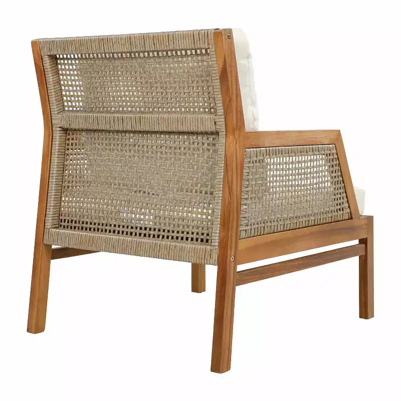 Christopher Knight Home Yaa Sedia da Club da Patio in Legno di Acacia Stile Rustico con Cuscino e Design in Vimini
