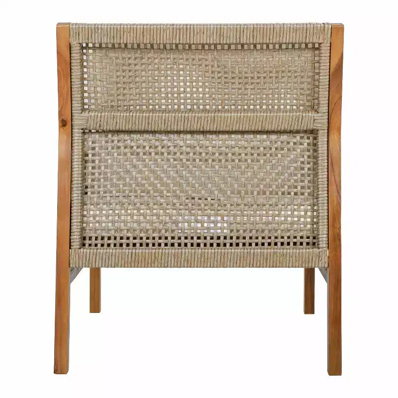 Christopher Knight Home Yaa Sedia da Club da Patio in Legno di Acacia Stile Rustico con Cuscino e Design in Vimini