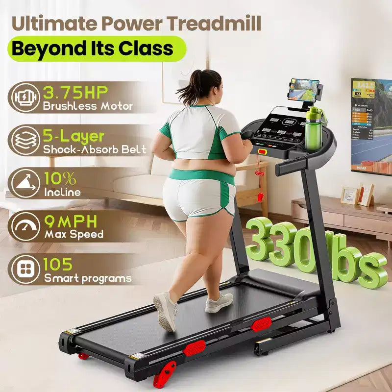 Tapis Roulant Pieghevole da 3.75HP con Inclinazione, Velocità Massima 16 km/h, Capacità 145 kg, Tapis Roulant Portatile per Camminata e Jogging a Casa, 105 Programmi, APP Intelligente, Tapis Roulant da Esercizio