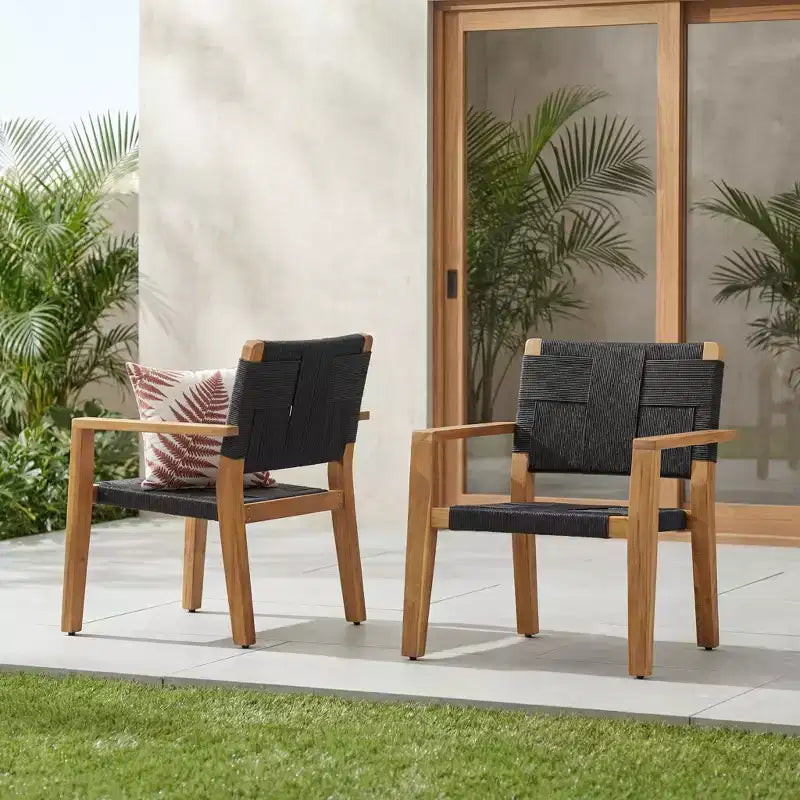 Christopher Knight Home Tude Sedie da Club da Patio in Legno di Acacia Stile Rustico con Design a Corda Intrecciata (Set di 2)