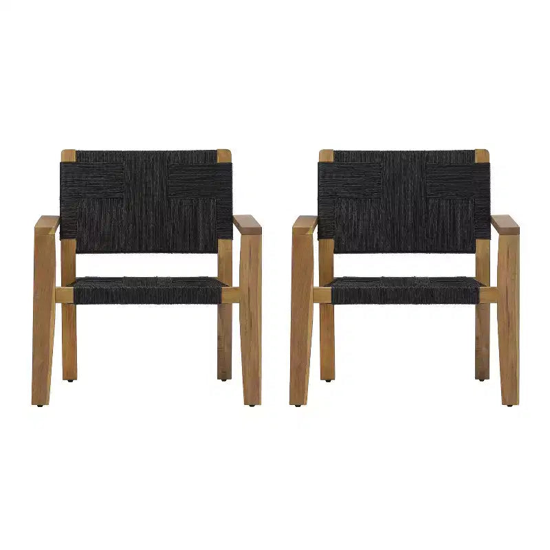 Christopher Knight Home Tude Sedie da Club da Patio in Legno di Acacia Stile Rustico con Design a Corda Intrecciata (Set di 2)