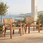 Christopher Knight Home Tude Sedie da Club da Patio in Legno di Acacia Stile Rustico con Design a Corda Intrecciata (Set di 2)