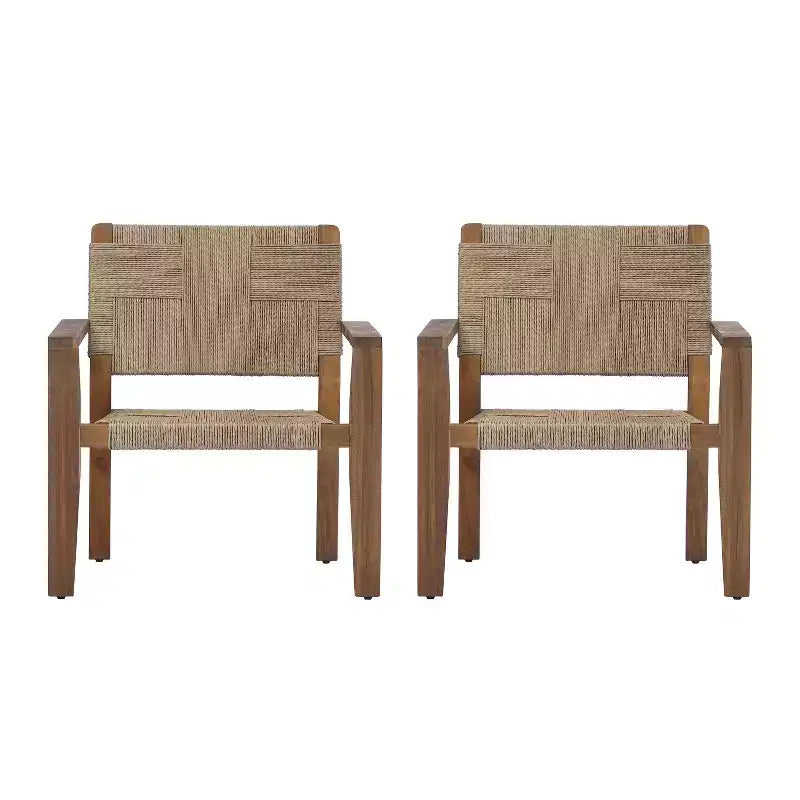 Christopher Knight Home Tude Sedie da Club da Patio in Legno di Acacia Stile Rustico con Design a Corda Intrecciata (Set di 2)
