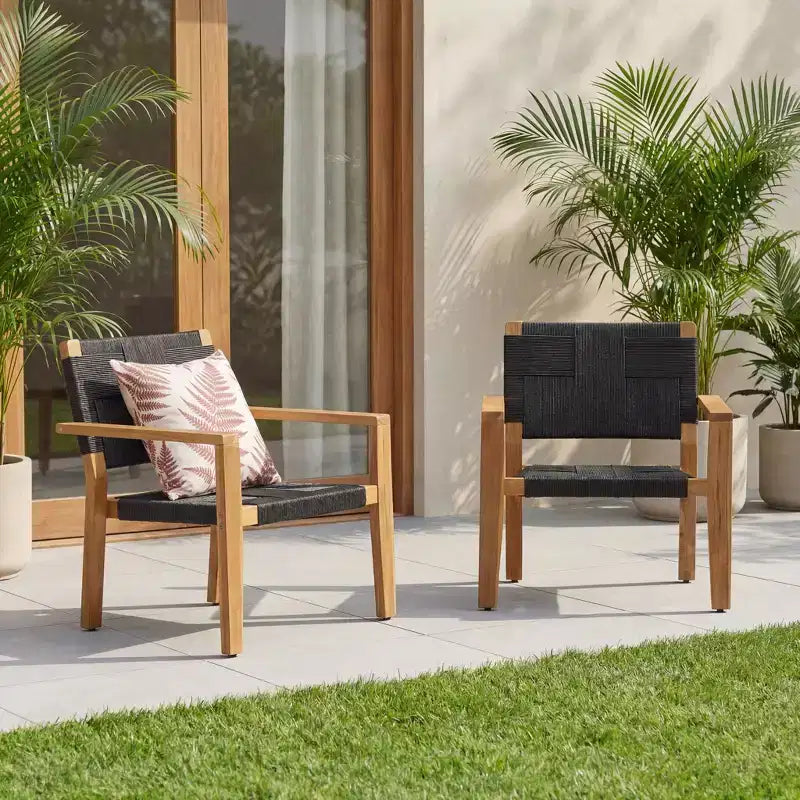 Christopher Knight Home Tude Sedie da Club da Patio in Legno di Acacia Stile Rustico con Design a Corda Intrecciata (Set di 2)