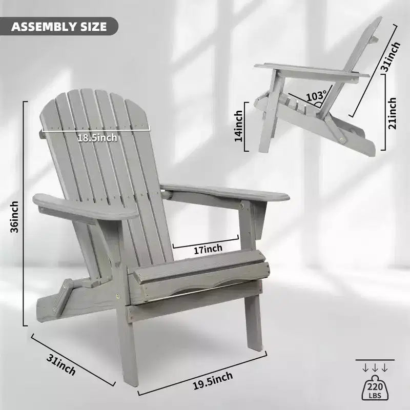 Sedie pieghevoli Adirondack in legno di cedro, poltrone lounge da esterno con venature del legno in rilievo per giardino
