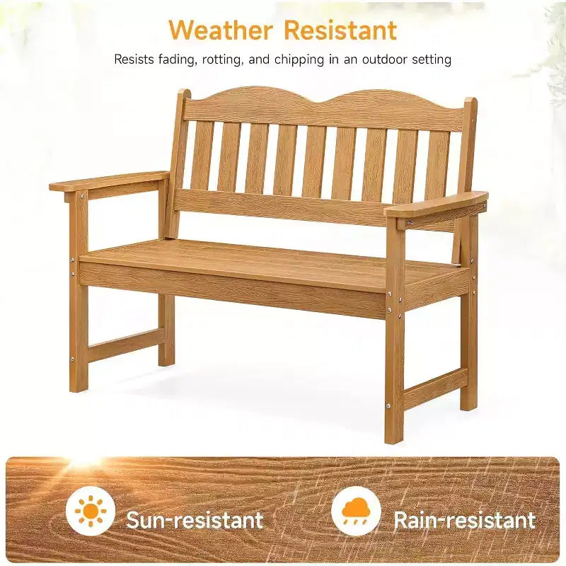 Panca da giardino a 2 posti in Poly Lumber, divanetto da esterno a doghe resistente alle intemperie, mobili da esterno per giardino, parco, portico e cortile