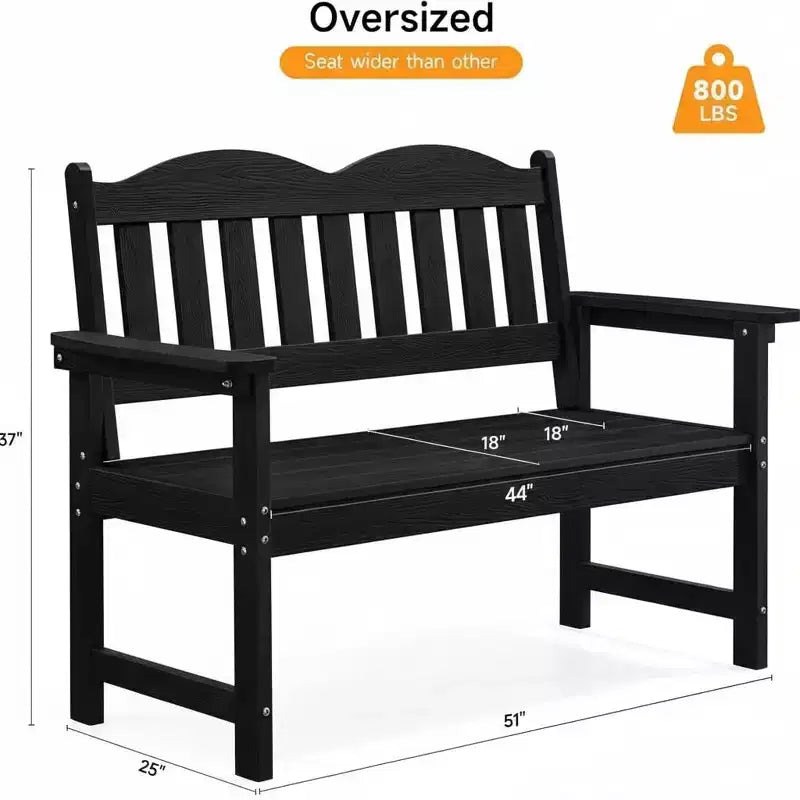 Panca da giardino a 2 posti in Poly Lumber, divanetto da esterno a doghe resistente alle intemperie, mobili da esterno per giardino, parco, portico e cortile