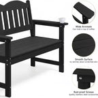 Panca da giardino a 2 posti in Poly Lumber, divanetto da esterno a doghe resistente alle intemperie, mobili da esterno per giardino, parco, portico e cortile