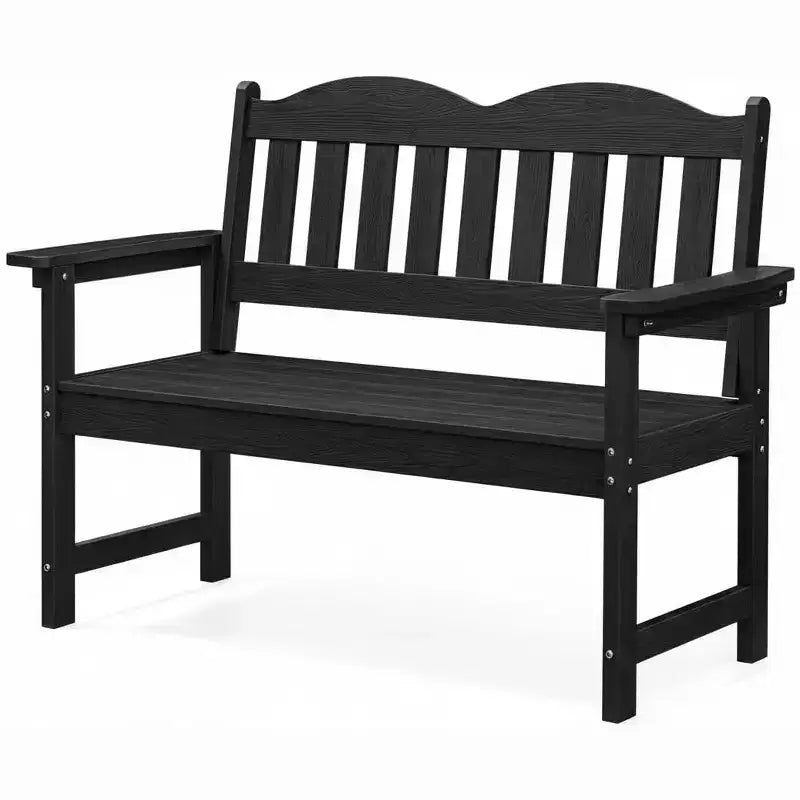 Panca da giardino a 2 posti in Poly Lumber, divanetto da esterno a doghe resistente alle intemperie, mobili da esterno per giardino, parco, portico e cortile