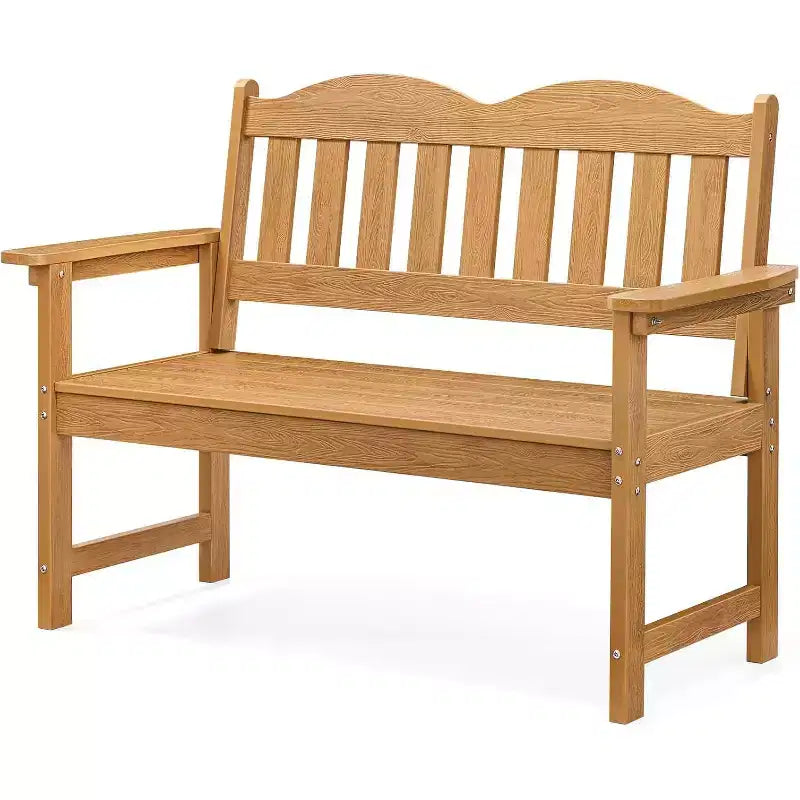 Panca da giardino a 2 posti in Poly Lumber, divanetto da esterno a doghe resistente alle intemperie, mobili da esterno per giardino, parco, portico e cortile