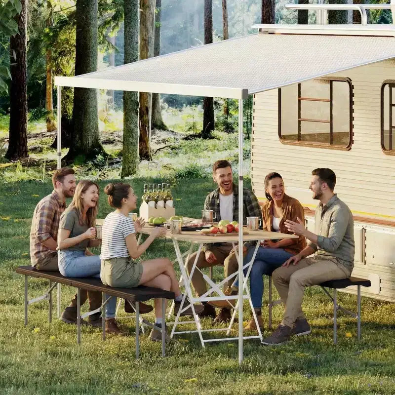Set di 2 panche pieghevoli portatili, panche pieghevoli in HDPE in plastica resistente con maniglia per il trasporto per picnic all'aperto, campeggio ed eventi per feste