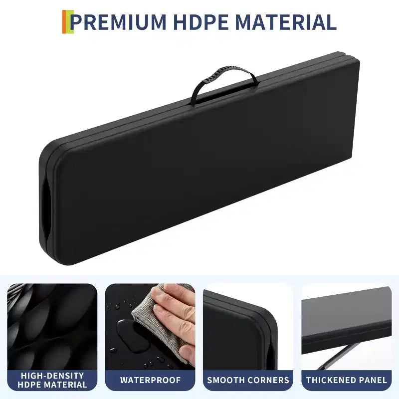 Set di 2 panche pieghevoli portatili, panche pieghevoli in HDPE in plastica resistente con maniglia per il trasporto per picnic all'aperto, campeggio ed eventi per feste
