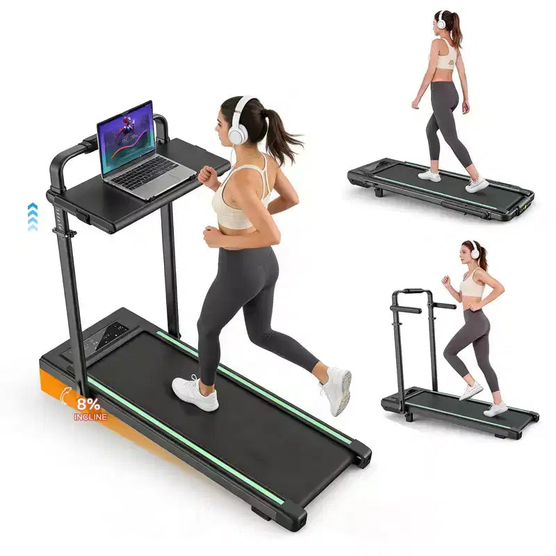 Tapis Roulant Inclinato al 15% Sailvan, Pieghevole da Sottoscrivania con Tavolo Regolabile, Capacità 204 kg per Ufficio Domestico