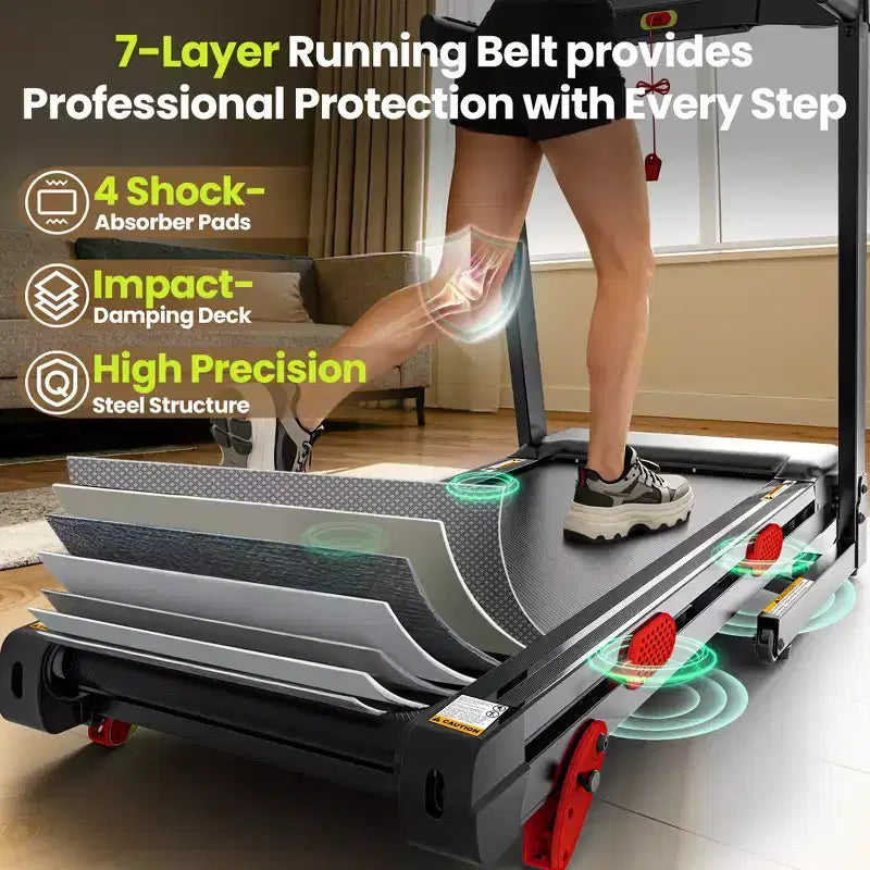 Tapis Roulant Domestico con Doppio Motore Brushless da 3,5 HP, Tapis Roulant Pieghevole con Inclinazione Manuale del 6%, 14,5 Km/h, Capacità di 158 Kg, Nastro Largo 43 cm