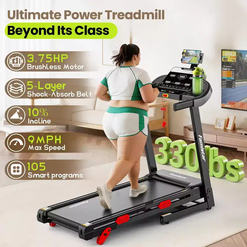 Tapis Roulant Pieghevole per Casa con Motore da 3.75 HP, Controllo tramite App, Altoparlanti Bluetooth, Inclinazione Manuale, Capacità 150 kg