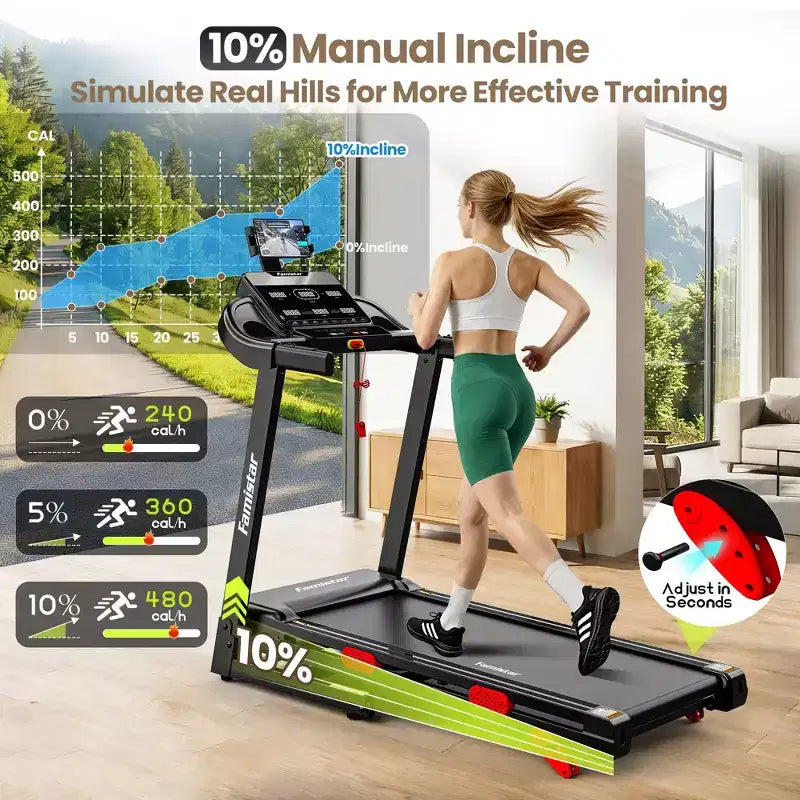 Tapis Roulant Pieghevole per Casa con Motore da 3.75 HP, Controllo tramite App, Altoparlanti Bluetooth, Inclinazione Manuale, Capacità 150 kg