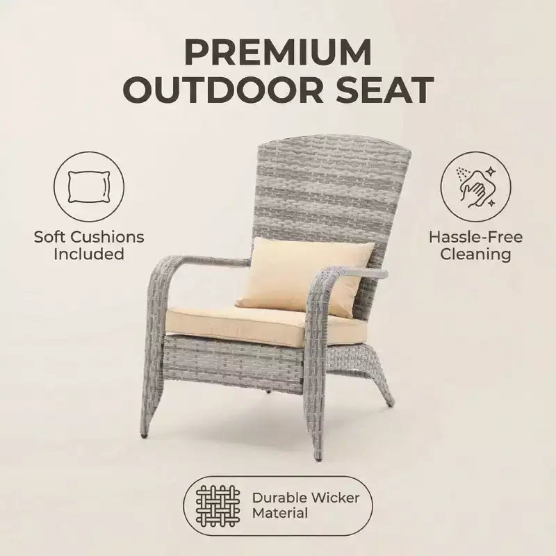 FERPIT Sedia da Giardino in Rattan Intrecciato per Esterni con Cuscini per Tutte le Stagioni