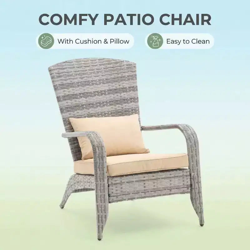 FERPIT Sedia da Giardino in Rattan Intrecciato per Esterni con Cuscini per Tutte le Stagioni