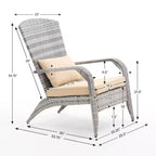 FERPIT Sedia da Giardino in Rattan Intrecciato per Esterni con Cuscini per Tutte le Stagioni