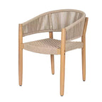 ModernLuxe Acacia Wood Outdoor Rope Dining Chairs, Patio Accent Chair Club Chair with Hand-Woven Rope - Set of 2, Brown