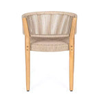 ModernLuxe Acacia Wood Outdoor Rope Dining Chairs, Patio Accent Chair Club Chair with Hand-Woven Rope - Set of 2, Brown