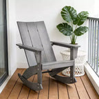 Sedia a dondolo Adirondack Gymax con braccioli arrotondati, per portico, in HDPE, supporta fino a 150 kg, grigio