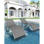 Ergonomic S-Shaped Reclining Patio Chair Set - 2-Piece Adjustable Outdoor Chaise Loungers, Aluminum Frame, Ideal for Pool, Beach, Deck, Backyard