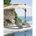 Ergonomic S-Shaped Reclining Patio Chair Set - 2-Piece Adjustable Outdoor Chaise Loungers, Aluminum Frame, Ideal for Pool, Beach, Deck, Backyard