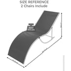 Ergonomic S-Shaped Reclining Patio Chair Set - 2-Piece Adjustable Outdoor Chaise Loungers, Aluminum Frame, Ideal for Pool, Beach, Deck, Backyard