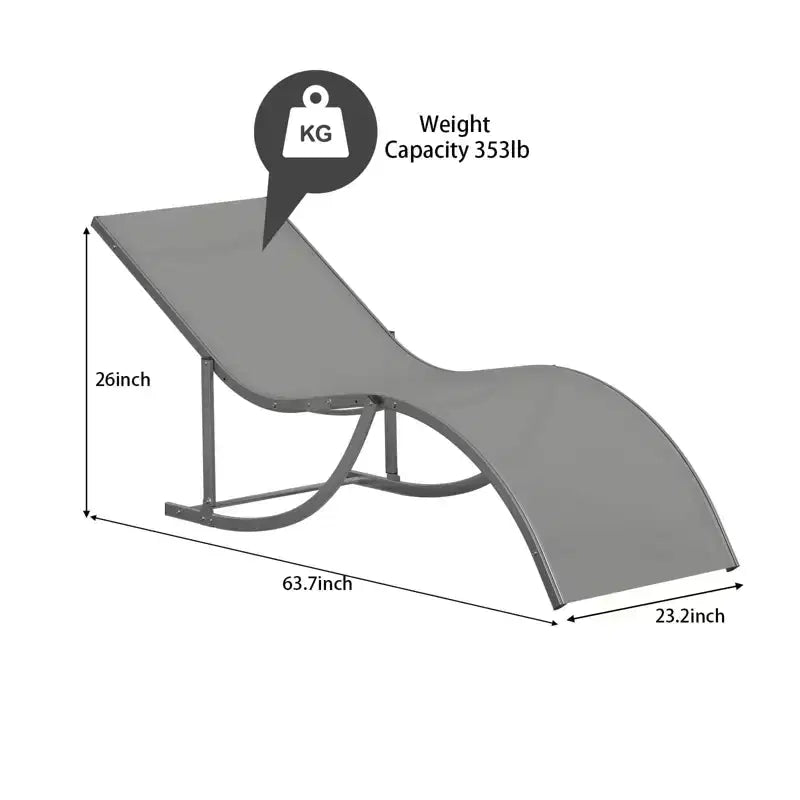 Ergonomic S-Shaped Reclining Patio Chair Set - 2-Piece Adjustable Outdoor Chaise Loungers, Aluminum Frame, Ideal for Pool, Beach, Deck, Backyard